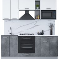 Готовая кухня «Интерлиния» Мила Лайт 2.0 ВТ, белый платинум/бетон портленд/белый гранит