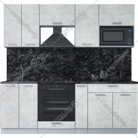 Готовая кухня «Интерлиния» Мила Лайт 2.2 ВТ, бетон лайт/бетон лайт/кастилло темный