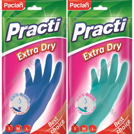 Резиновые перчатки «Paclan» Practi Extra Dry, размер S