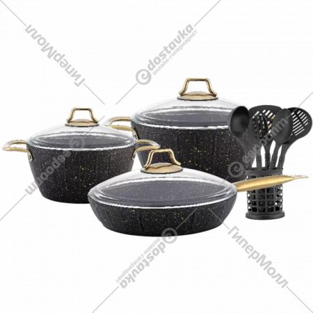 Набор кухонной посуды «Oursson» Black Gold CS2612A/BL, 12 предметов