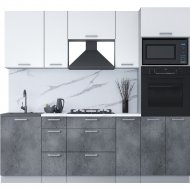 Готовая кухня «Интерлиния» Мила Лайт 2.3 ВТ, белый платинум/бетон портленд/белый гранит