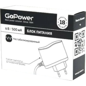 Блок пи­та­ния «GoPower» 5.5x2.5/12мм, 00-00015340, неста­би­ли­зи­ро­ван­ный по­ло­жи­тель­ная по­ляр­ность