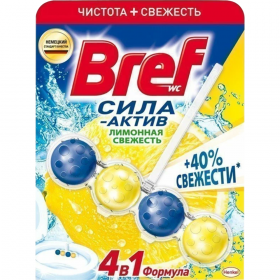 Туа­лет­ный блок «Bref» Сила-Актив, Ли­мон­ная све­жесть, 50 г