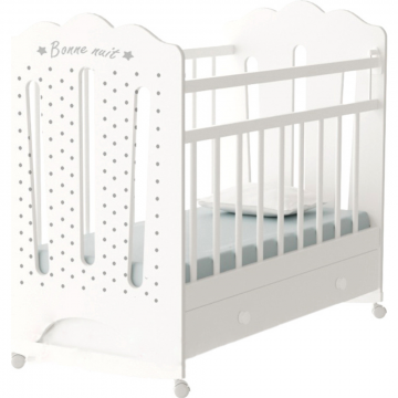 Кроватка для младенцев «VDK» Bonne, колесо-качалка и ящик, белый