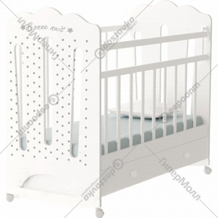 Кроватка для младенцев «VDK» Bonne, колесо-качалка и ящик, белый