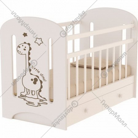 Кроватка для младенцев «VDK» Dino, маятник и ящик, слоновая кость