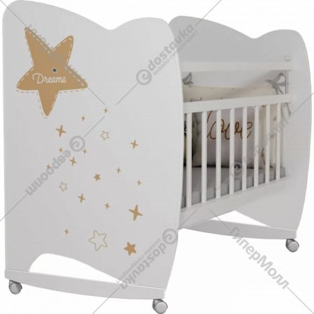 Кроватка для младенцев «VDK» Estella, маятник и ящик, белый