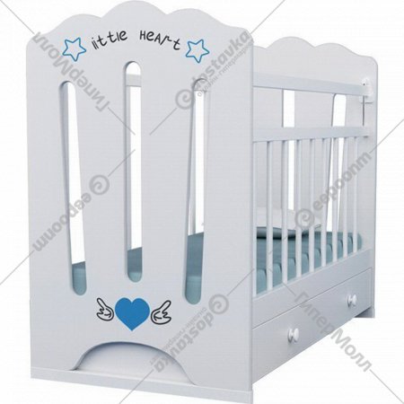 Кроватка для младенцев «VDK» Little Heart, маятник-ящик, белый
