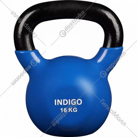 Гиря «Indigo» IN132, черный/синий, 16 кг