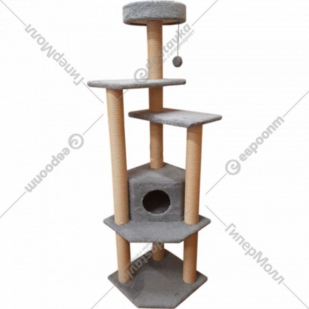 Комплекс для кошек «Cat House» Торнадо 1.80, сизаль серый