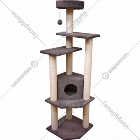 Комплекс для кошек «Cat House» Торнадо 1.80, хлопок серый