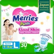 Подгузники-трусики детские «Merries» Good Skin, размер L, 9-14 кг, 30 шт