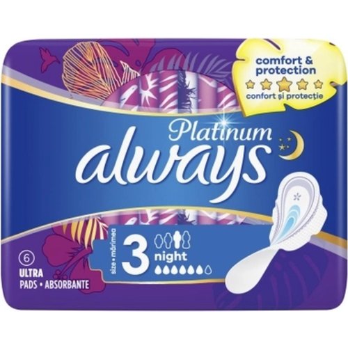Прокладки «Always» Platinum Night, 6 шт
