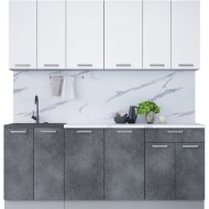 Готовая кухня «Интерлиния» Мила Лайт 2.0-60, белый платинум/бетон портленд/белый гранит