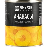 Ананасы Fish & Food кольца, в легком сиропе, 850 г