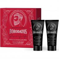 Подарочный набор «Borodatos» Respect For You, парфюмированный гель-стайлинг для волос сильной фиксации+крем-бальзам для лица 2 в 1, 75+75 мл