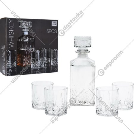 Набор для питья «Belbohemia» стеклянный, графин, 900 мл + 4 стакана, 230 мл, 5 предметов
