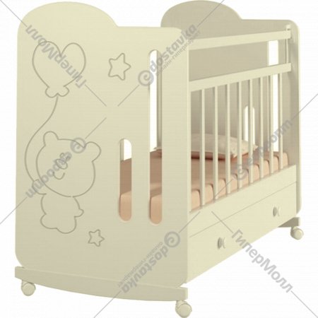 Кроватка для младенцев «VDK» Sweet Bear, колесо-качалка, слоновая кость