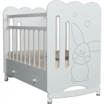 Кроватка для младенцев «VDK» Sweet Rabbit, колесо-качалка и ящик, белый