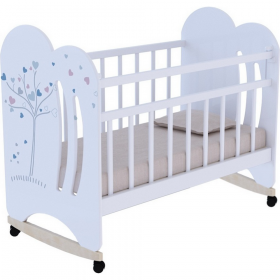 Кроватка для младенцев «VDK» Wind Tree, колесо-качалка, белый