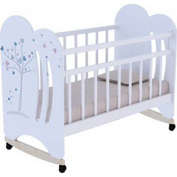 Кроватка для младенцев «VDK» Wind Tree, колесо-качалка с маятником, белый