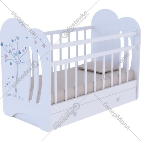 Кроватка для младенцев «VDK» Wind Tree, с маятником и ящиком, белый