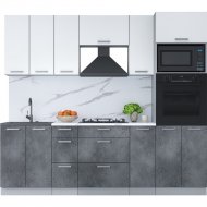Готовая кухня «Интерлиния» Мила Лайт 2.4 ВТ, белый платинум/бетон портленд/белый гранит