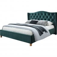 Кровать «Signal» Aspen, Velvet Bluvel 78, зеленый/дуб, 140х200 см