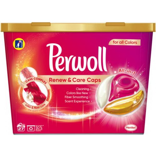 Капсулы для стирки «Perwoll» для цветного, renew & care, 27 шт