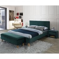 Кровать «Signal» Azurro, Velvet Bluvel 78, зеленый/дуб, 180х200 см