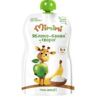 Пюре фруктовое Mimimi яблоко, банан и творогом, 90 г