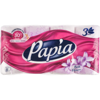 

Бумага туал."PAPIA"(бел.балий.цв.3сл)8шт
