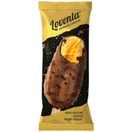 Мороженое Loventa сливочное, манговое с апельсиновой начинкой в шоколадной глазури с Брауни, 65 г