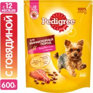 Корм для собак «Pedigree» с говядиной для миниатюрных пород, 600 г.