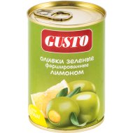 Оливки зеленые Gusto фаршированные лимоном, 280 г