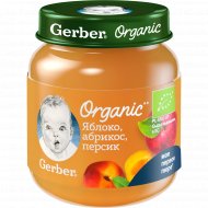 Пюре фруктовое «Gerber» Organic, яблоко, абрикос, персик, 90 г