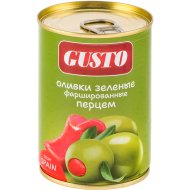Оливки зеленые Gusto фаршированные перцем, 280 г