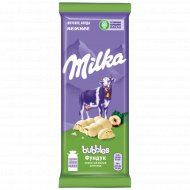 Шоколад пористый «Milka» Bubbles, белый, с фундуком, 79 г