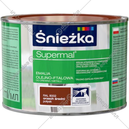 Эмаль «Sniezka» Supermal, масляно-фталевая, орех средний, 400 мл