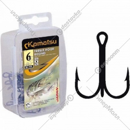 Крючок рыболовный «KAMATSU» Treble Hook Round K-077 №3, 514400303, 20 шт
