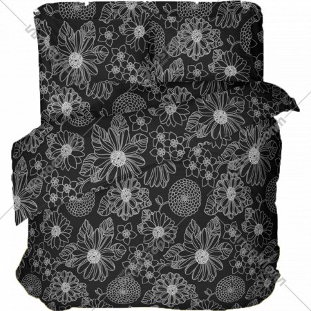 Комплект постельного белья «Samsara» Black flowers, Евро, 220-4