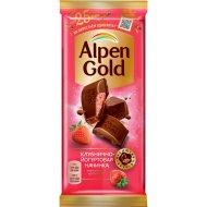Шоколад «Alpen Gold» молочный, клубнично-йогуртовая начинка, 85 г