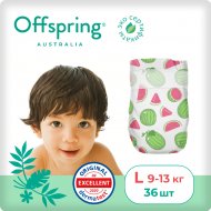 Подгузники детские «Offspring» Арбузы, OF01L36WML, размер L, 9-13 кг, 36 шт