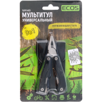 

Мультитул"ECOS"(SR140 9в1 нерж,черный)