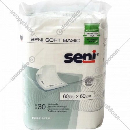 Пеленки впитывающие одноразовые «Seni» Soft Basic, 60х60 см, 30 шт