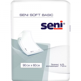 Пе­лен­ки впи­ты­ва­ю­щие од­но­ра­зо­вые «Seni» Soft Basic, 90х60 см, 10 шт