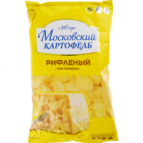 Чипсы риф­лё­ные «Мос­ков­ский Кар­то­фель» со вкусом сыра пар­ме­зан, 150 г