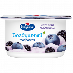 Тво­рож­ный десерт «Са­вуш­кин» Воз­душ­ный, чер­ни­ка-еже­ви­ка, 3.5%, 100 г