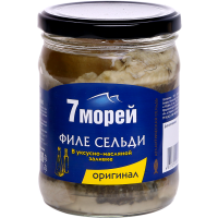 

Сельдь"7 МОРЕЙ"(филе укс.масл.зал)450г