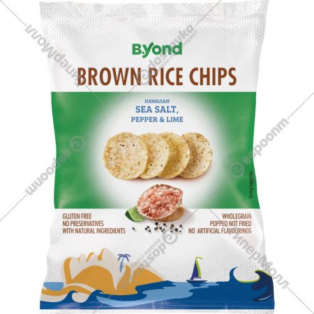 Чипсы «B.Yond» рисовые, гавайская морская соль, перец и лайм, 60 г
